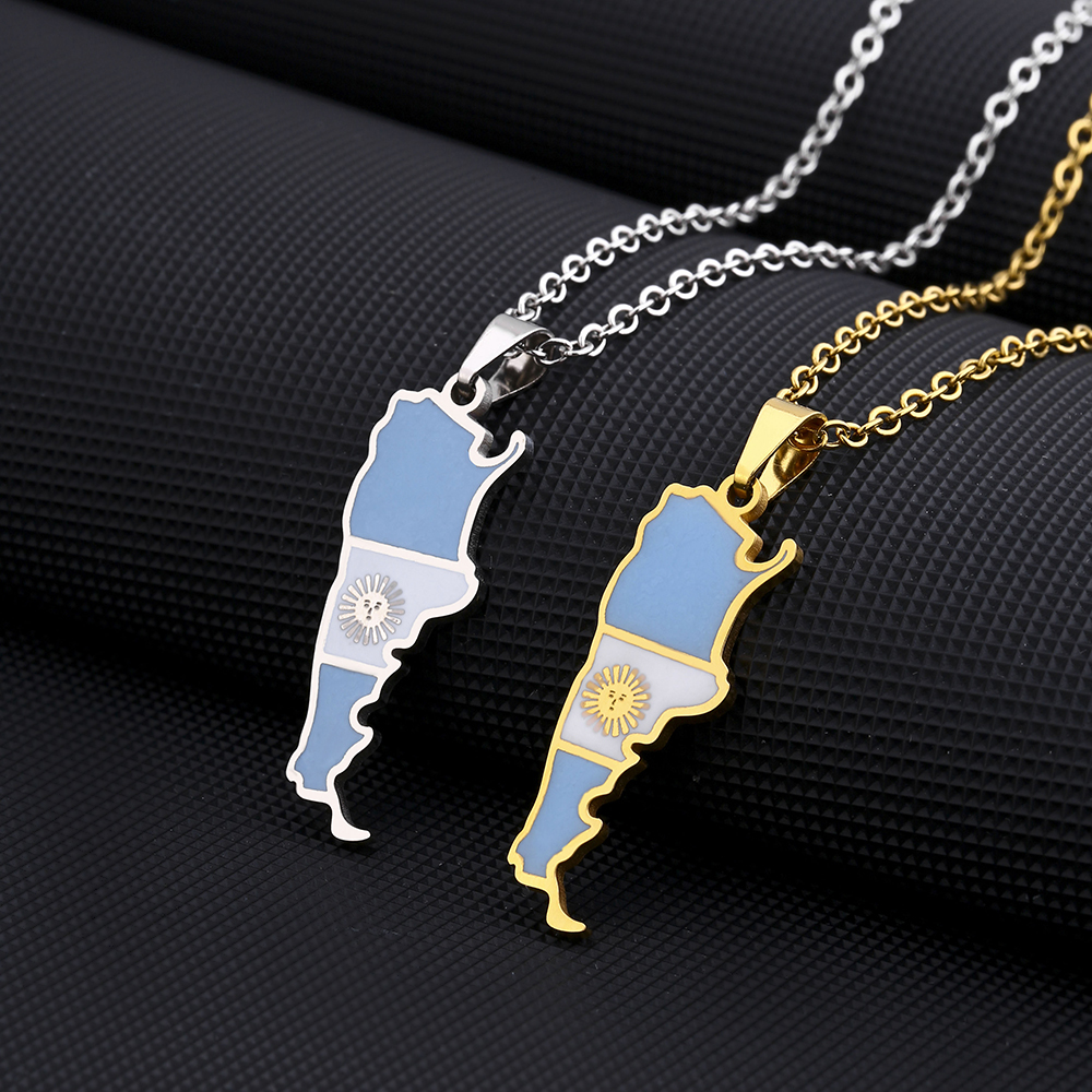 Men Accessories Chain - Collier pendentif drapeau carte argentine pour