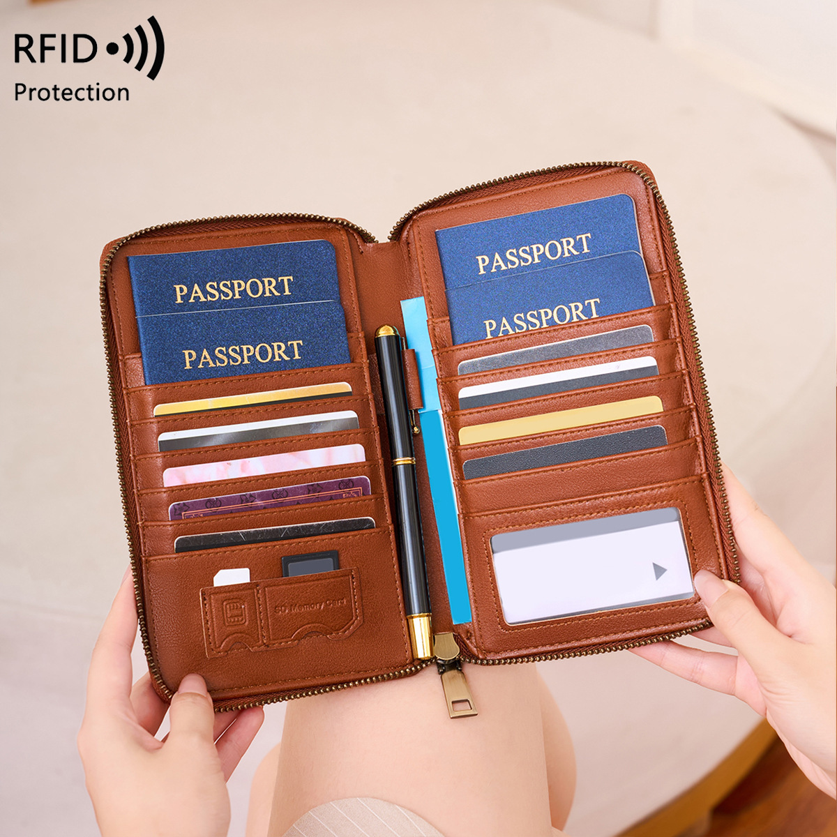 Passport Wallet Rfid - Portefeuille de voyage tendance avec motif