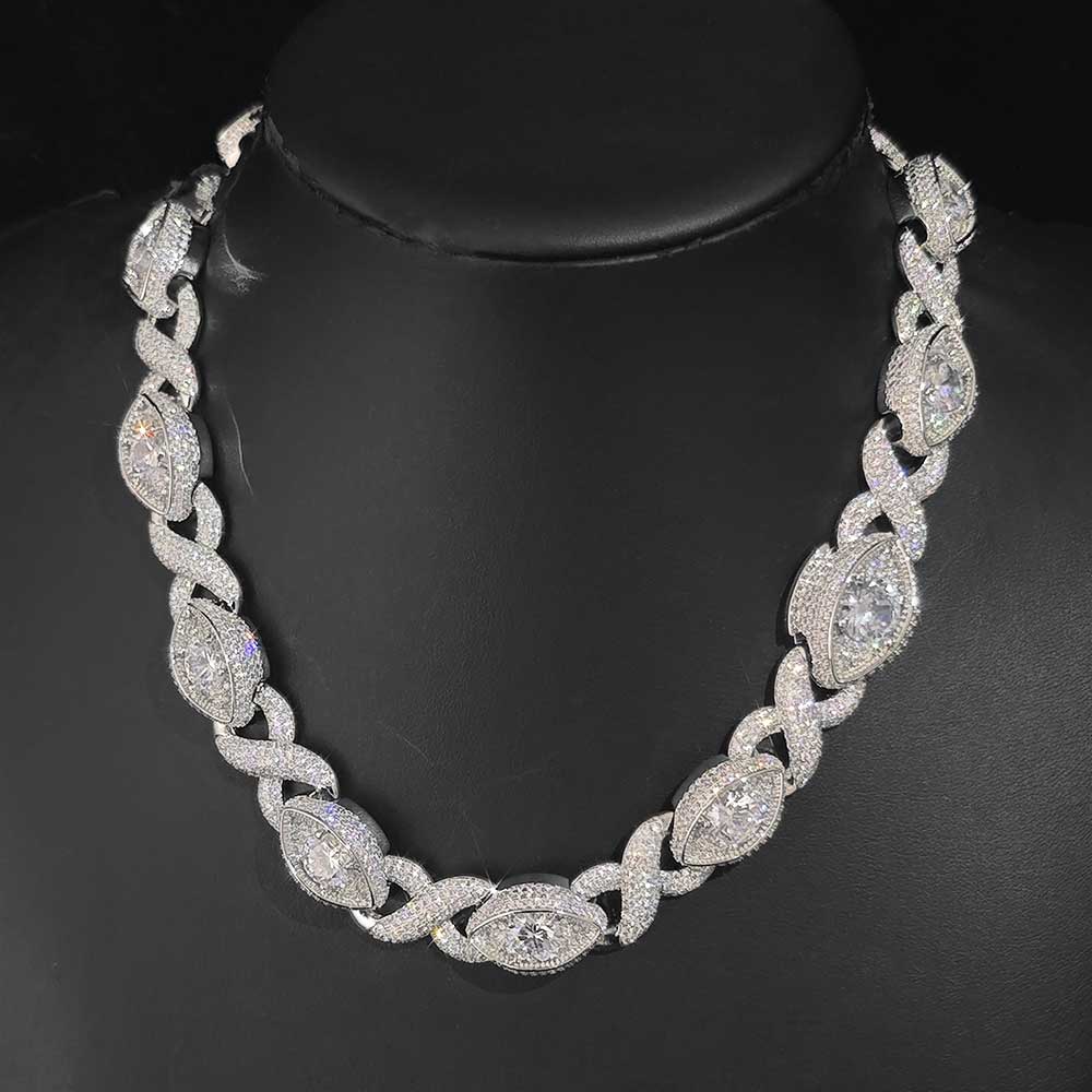Men Accessories Evil Eye - Chaîne cubaine 15MM Iced Out Evil