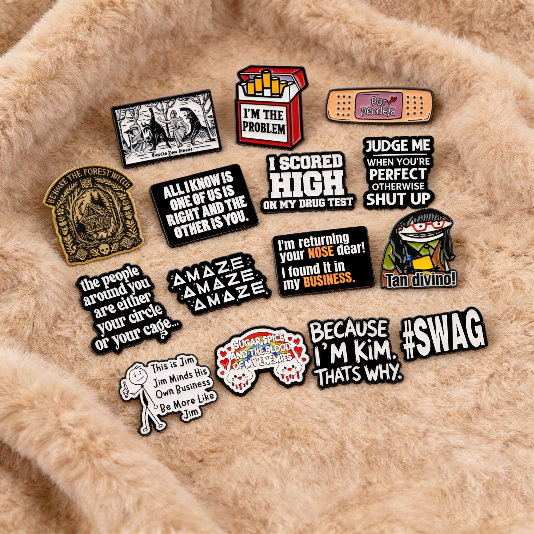 Men'S Accessories Quotes - Badges en métal avec citations 'I'M