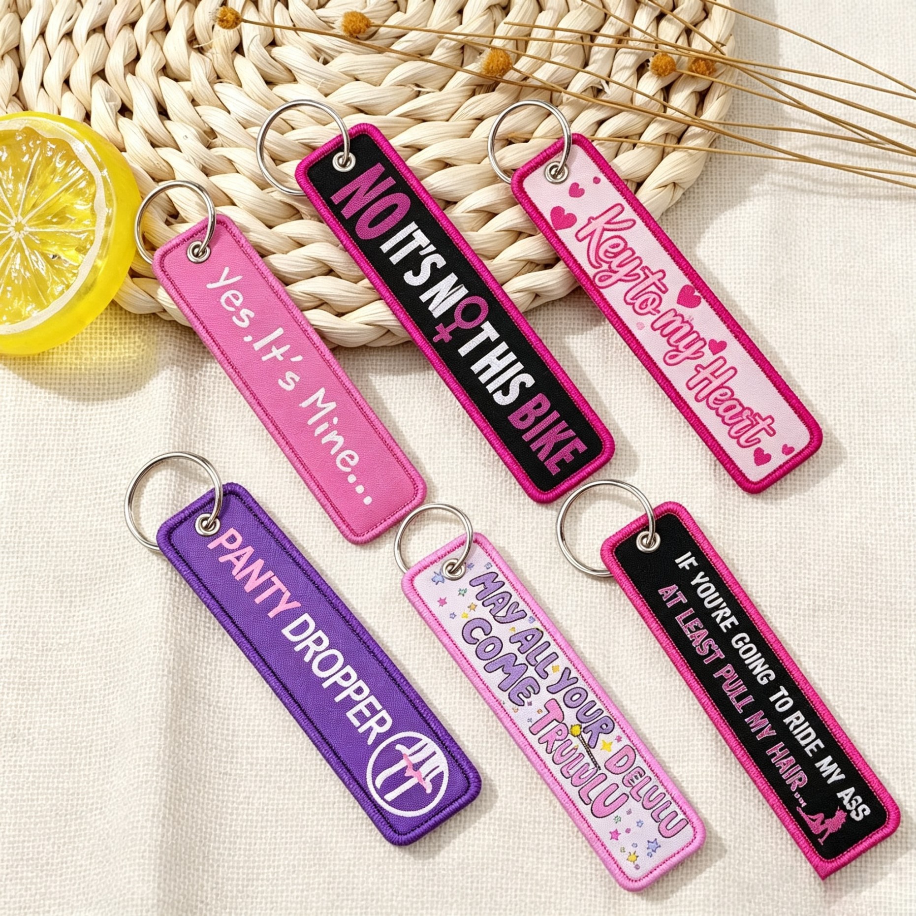Men'S Accessories Quotes - Porte-clés brodés avec citations d'avertissement, porte-clés