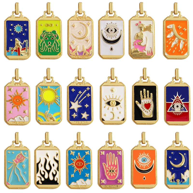 Men Accessories Evil Eye - Pendentif cartes de Tarot en émail