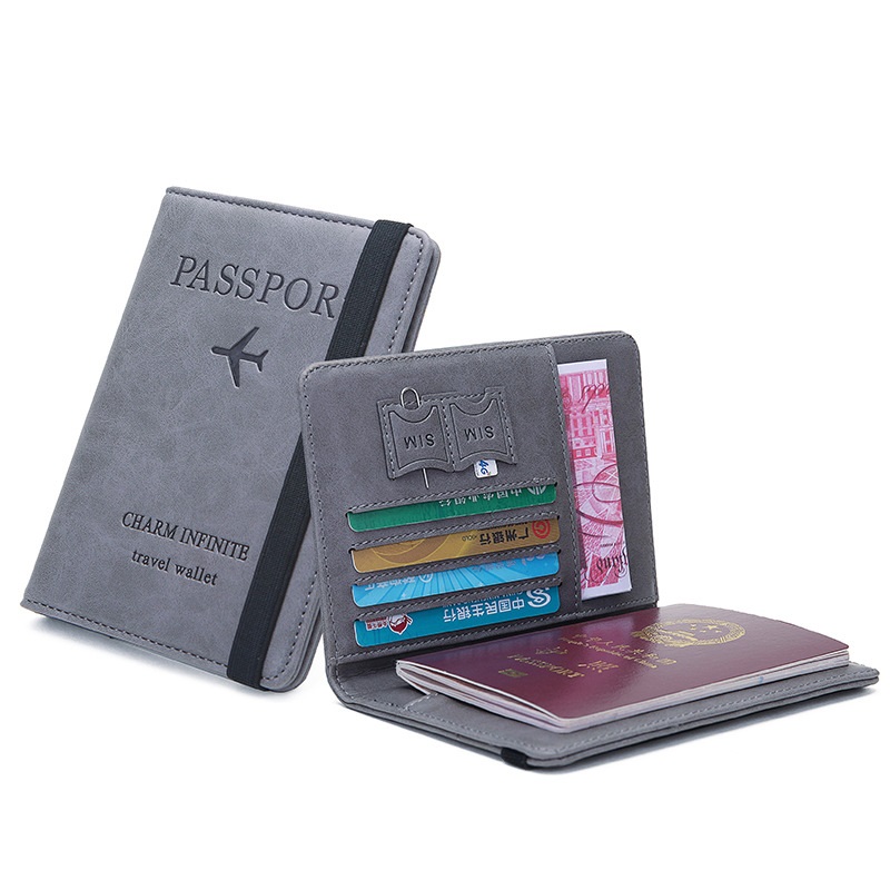 Passport Wallet Rfid - Couverture de passeport en cuir à