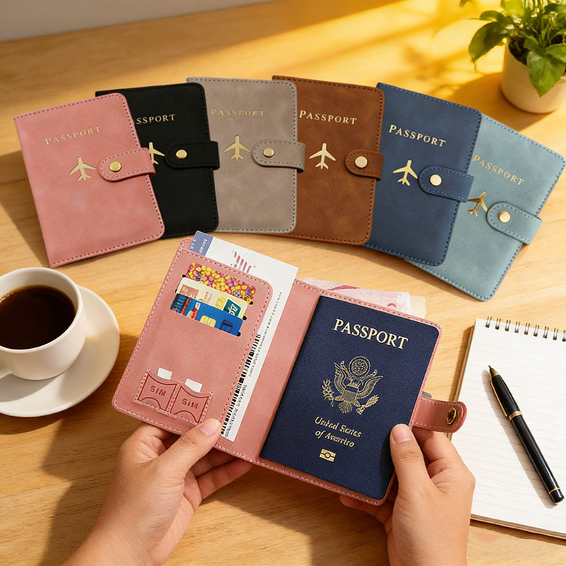 Passport Wallet Rfid - Étui Porte-Passeport en Cuir pour Essentiels