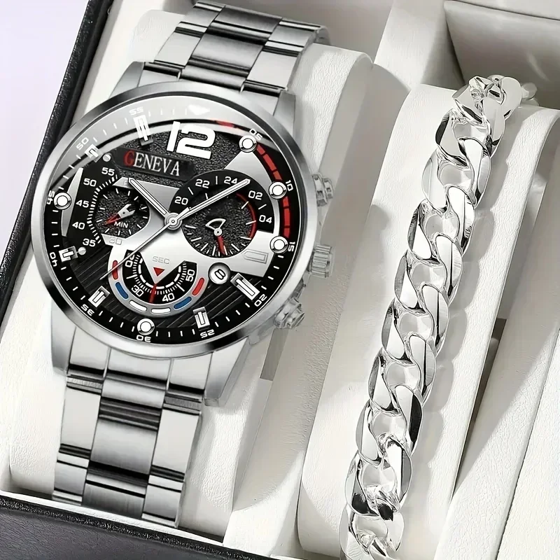 Men Accessories Elegant - Ensemble de 2 montres à quartz