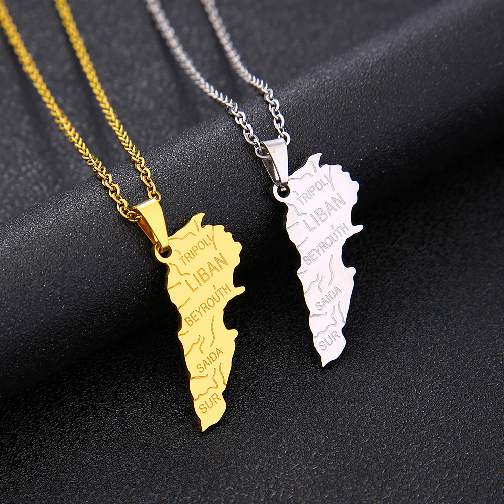 Collier carte du Liban en acie - Men Accessories Lebanon avis et prix