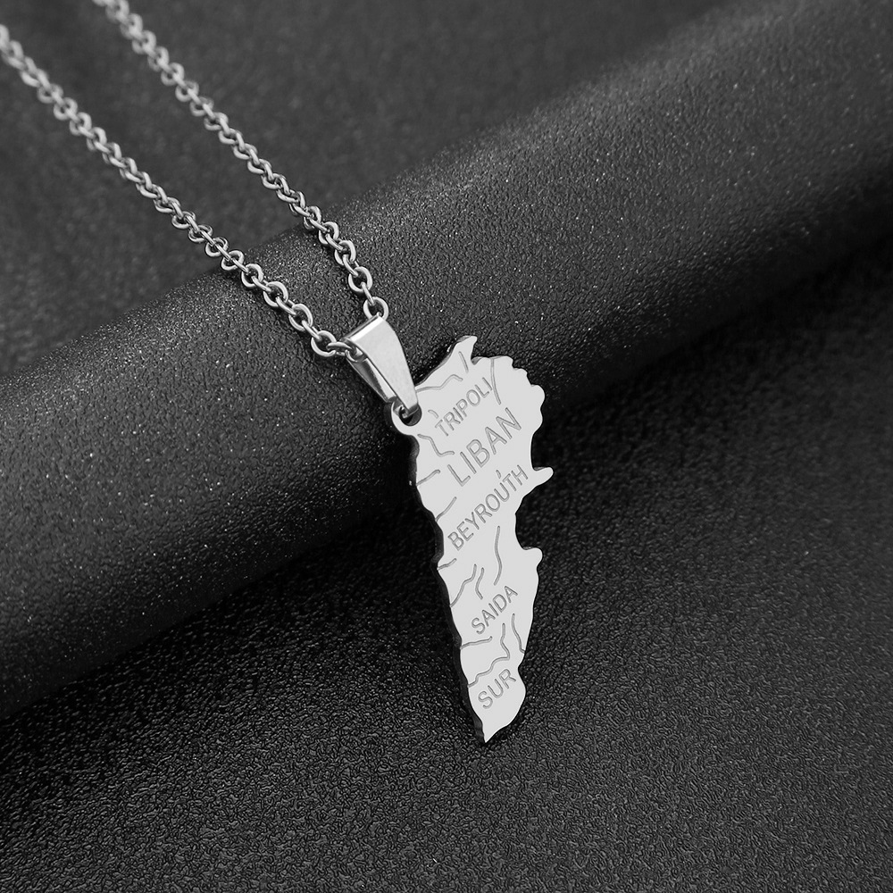 Collier carte du Liban en acie - Men Accessories Lebanon avis et prix
