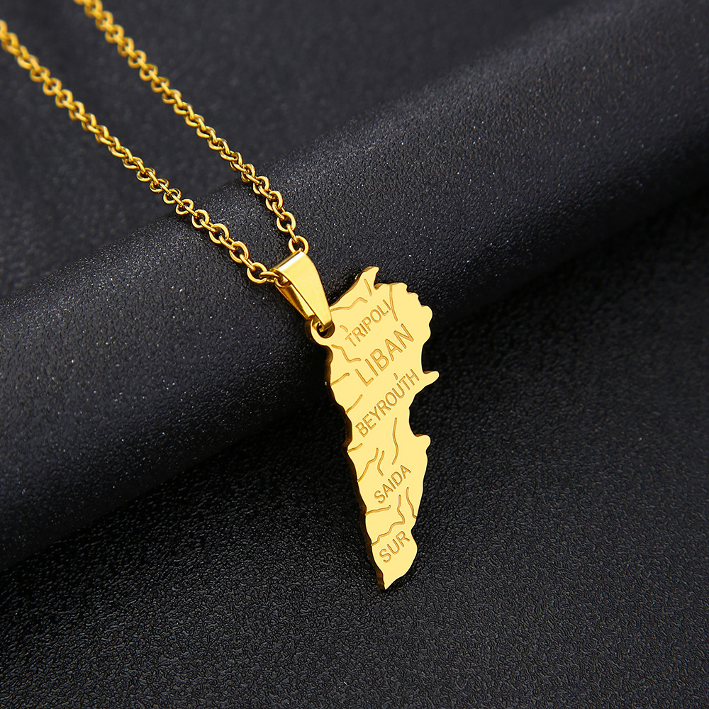 Collier carte du Liban en acie - Men Accessories Lebanon avis et prix