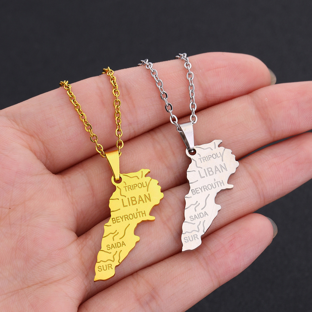 Collier carte du Liban en acie - Men Accessories Lebanon avis et prix