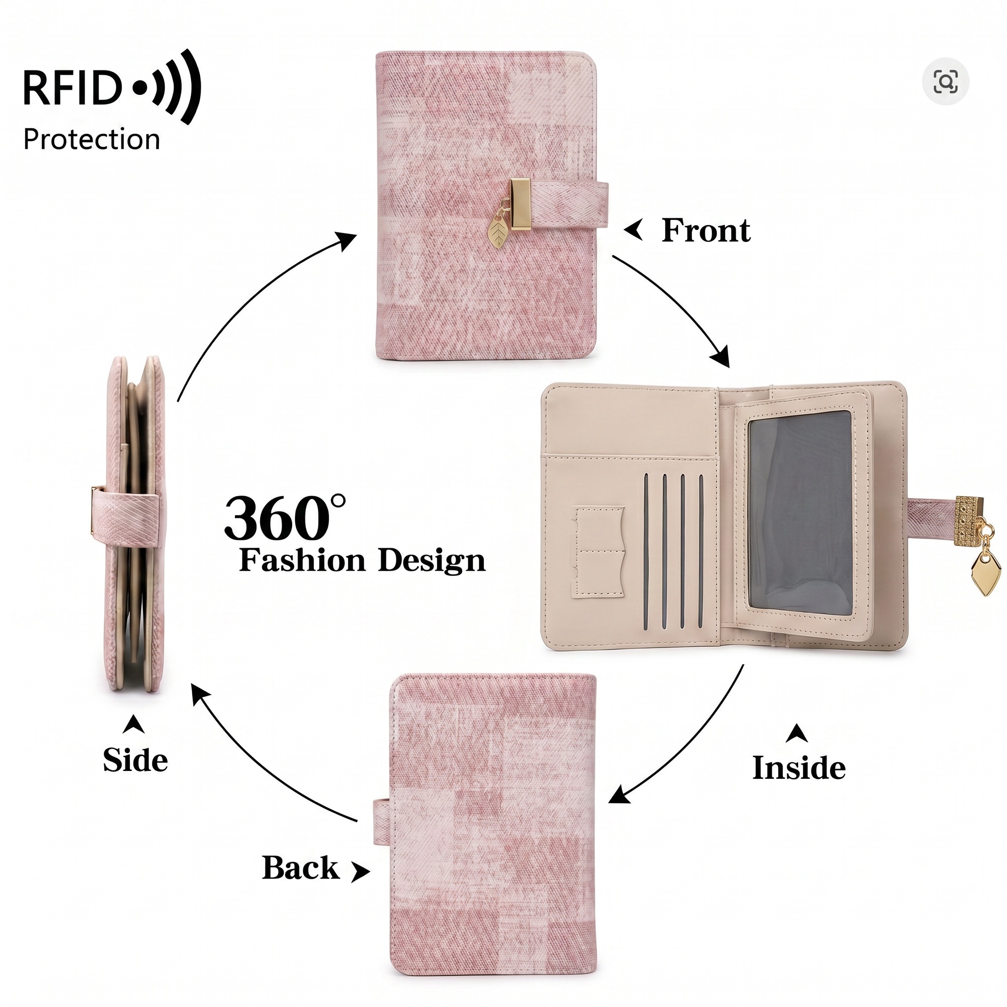 Pomelo Best Pink Plaid RFID Bl - Passport Wallet Rfid avis et prix