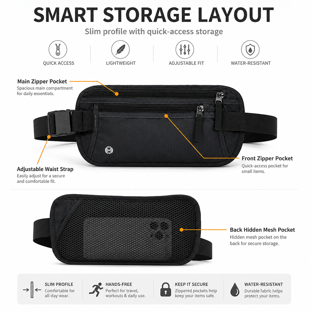 Sac banane dissimulé pour homm - Passport Wallet Rfid avis et prix