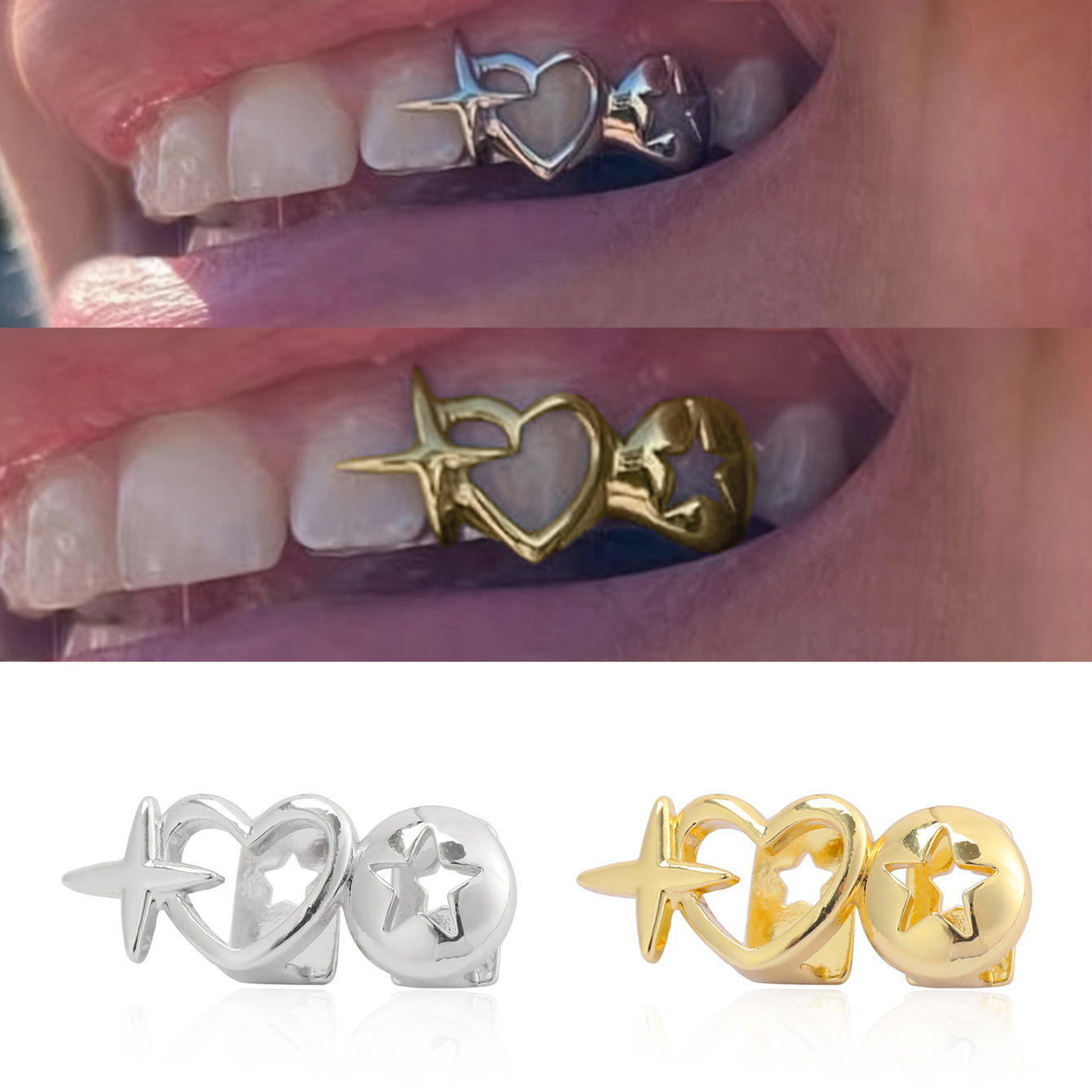 Punk Hip Hop creux coeur dents - Men'S Accessories Designer avis et prix
